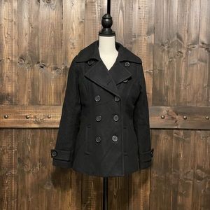 H&M Black Wool Pea Coat - Size Eur 40